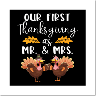 Our First Thanksgiving As Mr. And Mrs Cute Married Couple Posters and Art